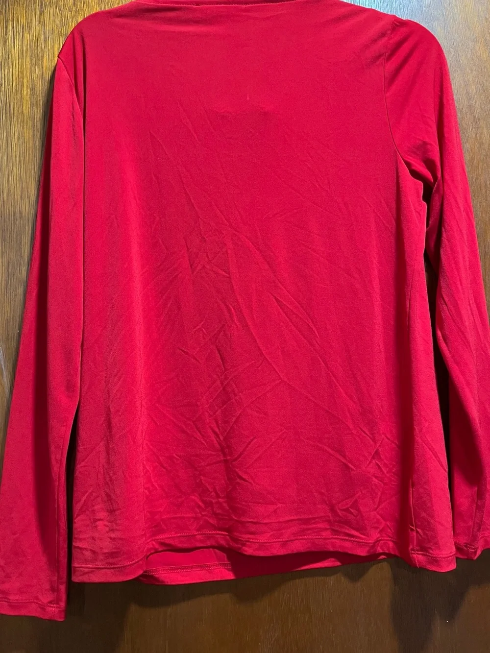 Michael Kors Women’s Long-Sleeve Keyhole Top in Red with Gold Accent